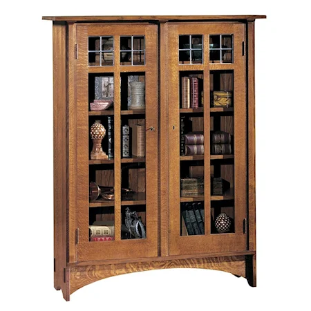 Double Glass Door Bookcase with 8 Shelves